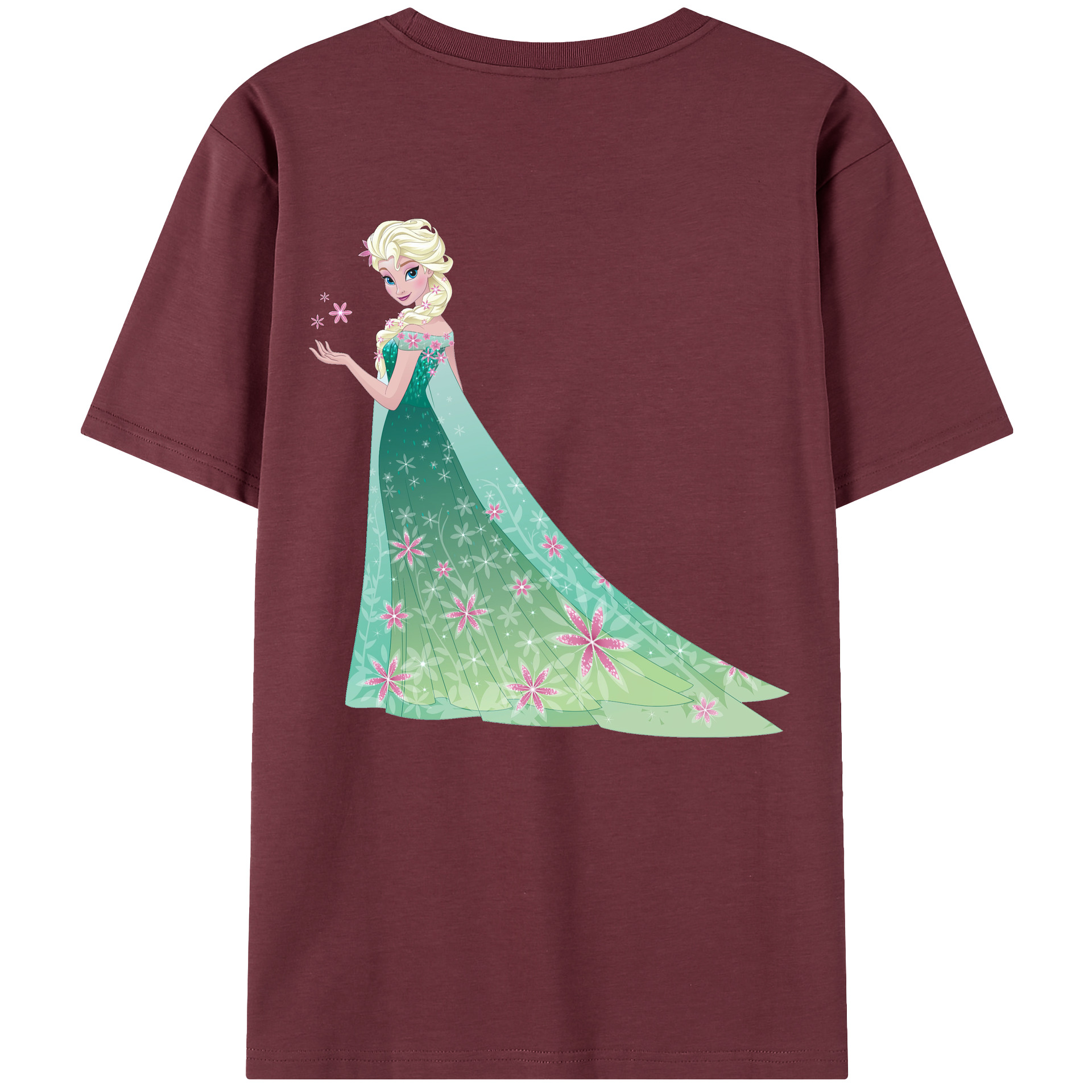 （画像用） アナと雪の女王 アンナ エルサ Frozen Anna Elsa 綿100％半袖Tシャツ（背面プリント）